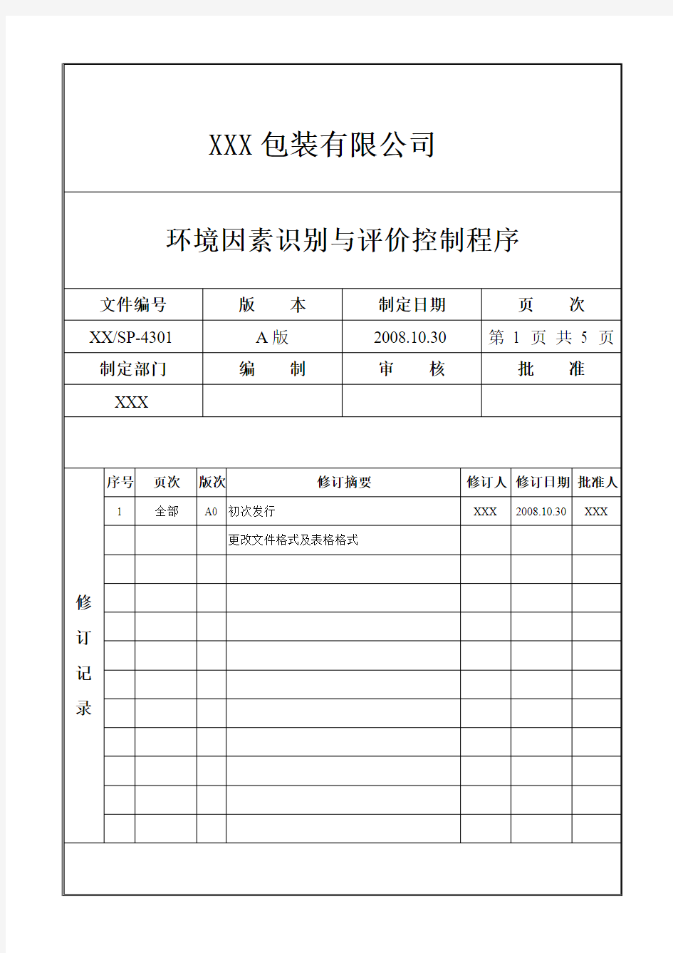 环境因素识别与评价(含相关表格)