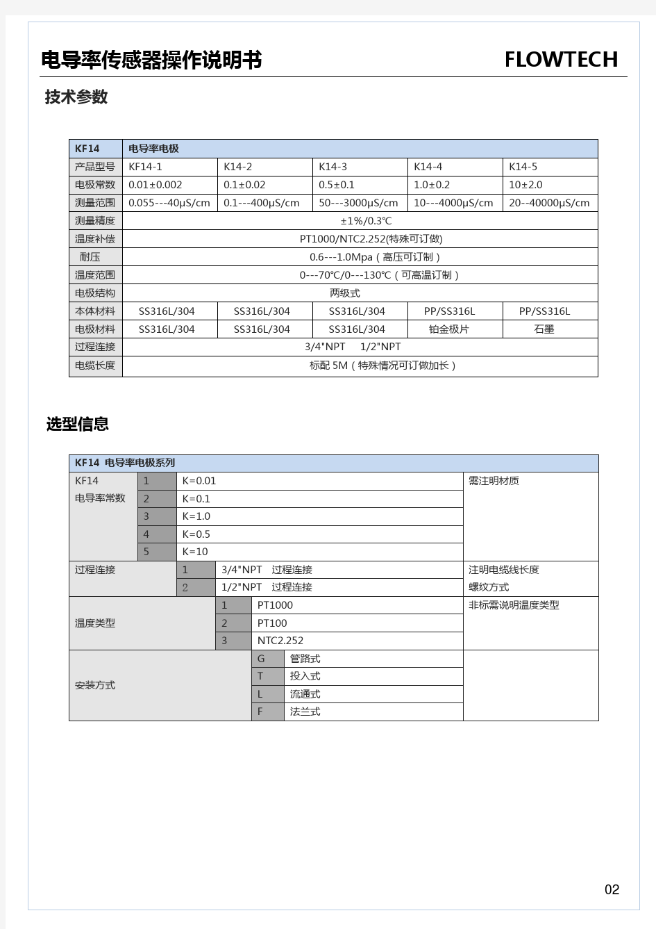 电导率电极说明书