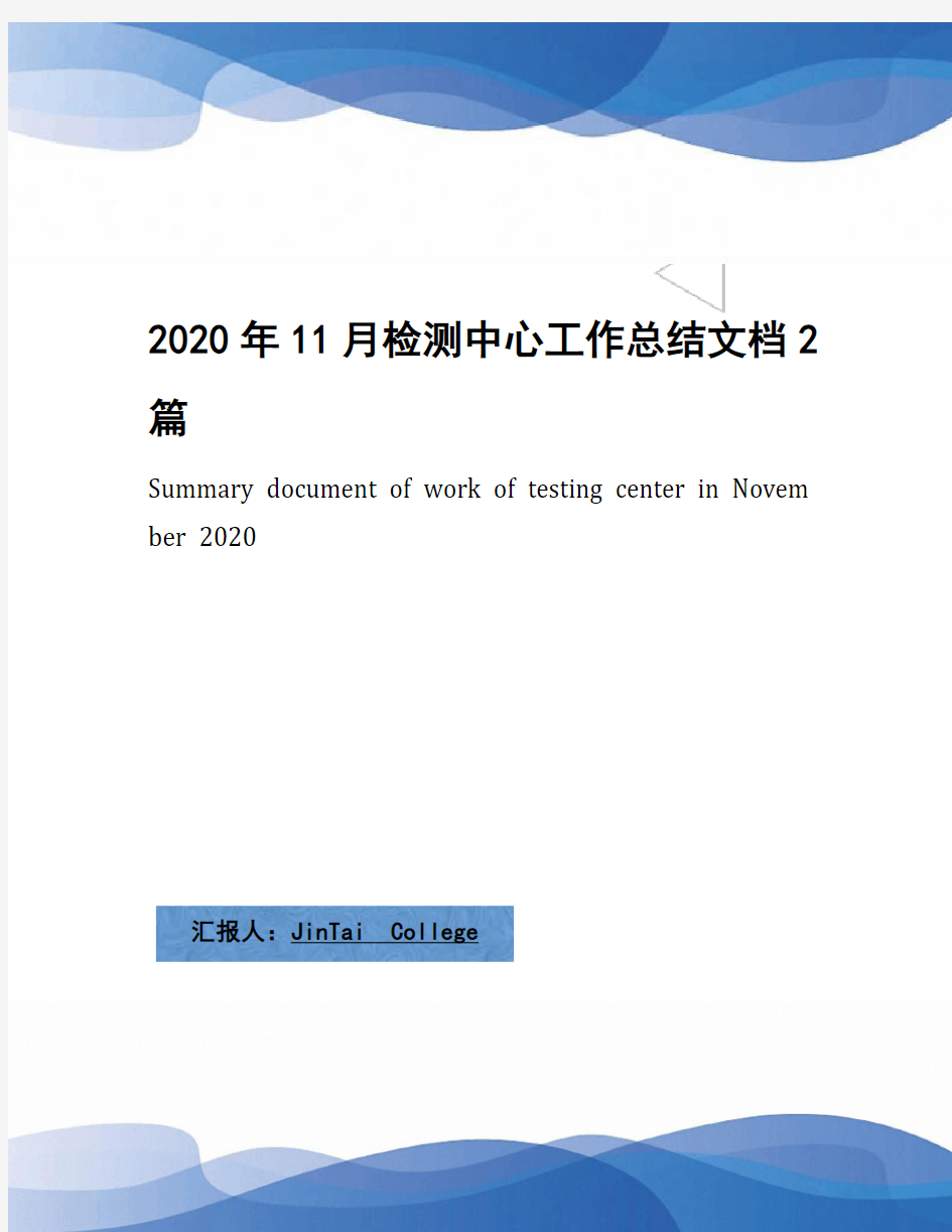 2020年11月检测中心工作总结文档2篇