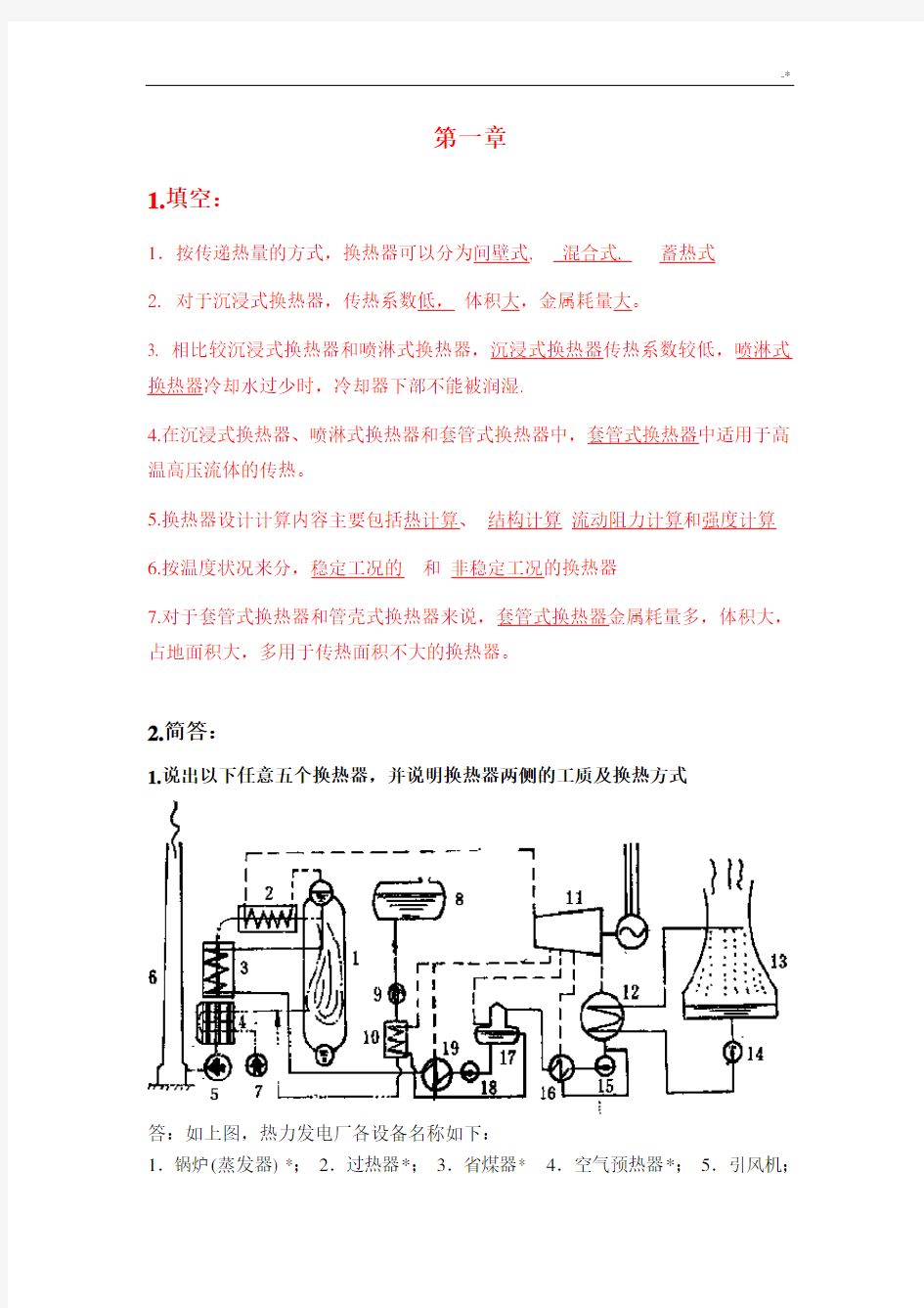 换热器基础学习知识原理与设计期末复习资料题重要资料·