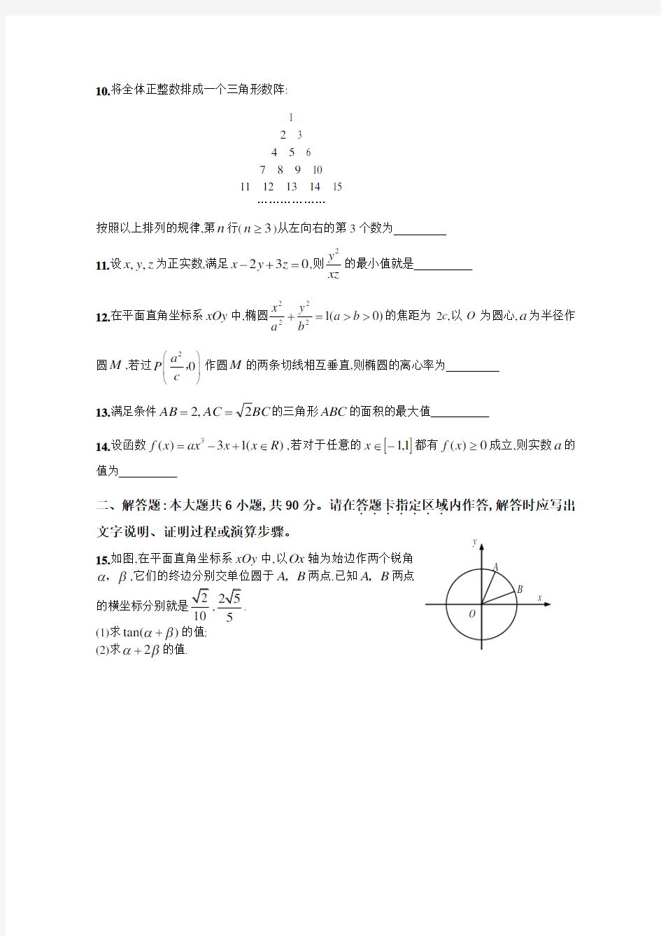 2008年高考试题理科数学江苏卷及答案解析