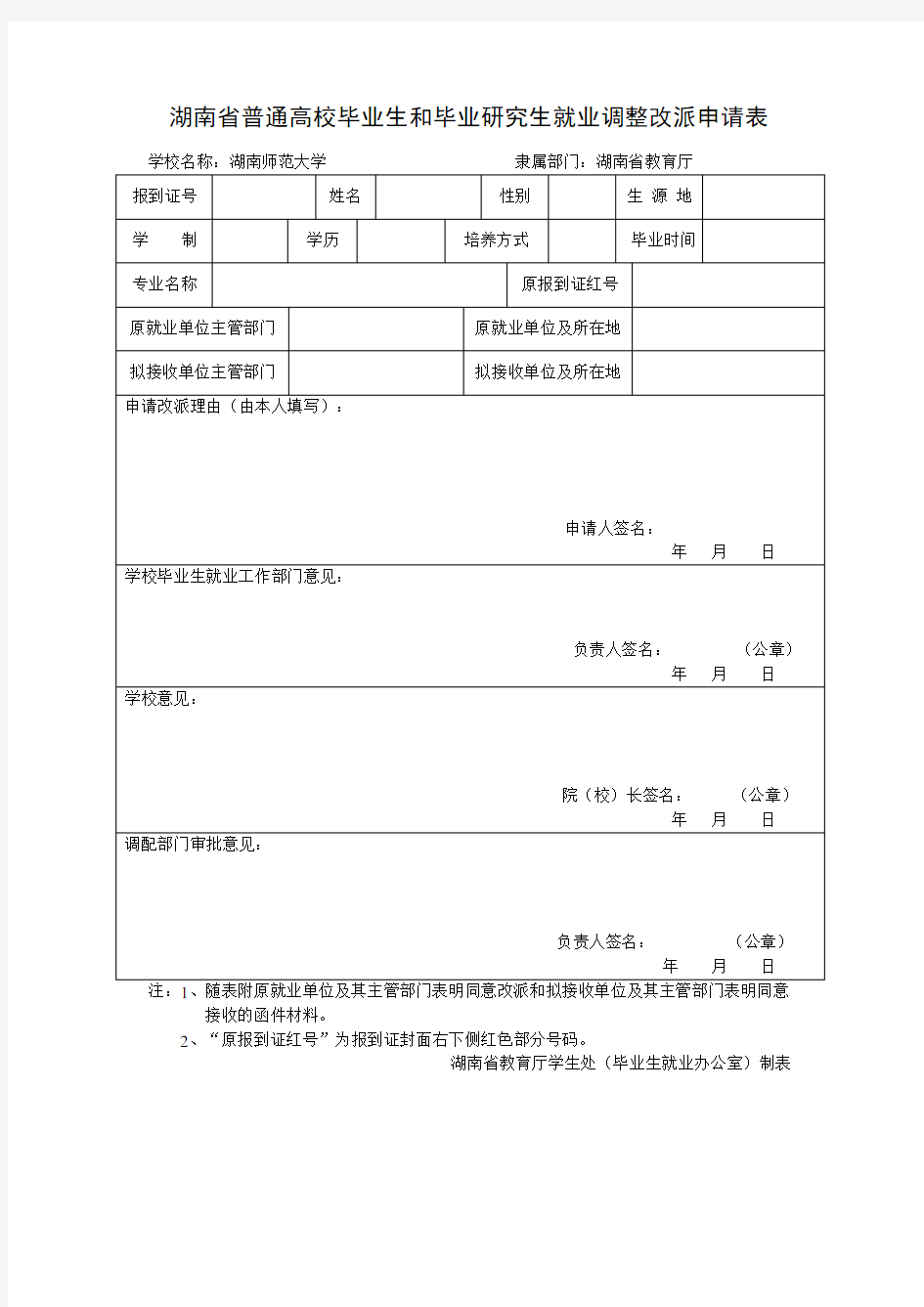 新改派申请表