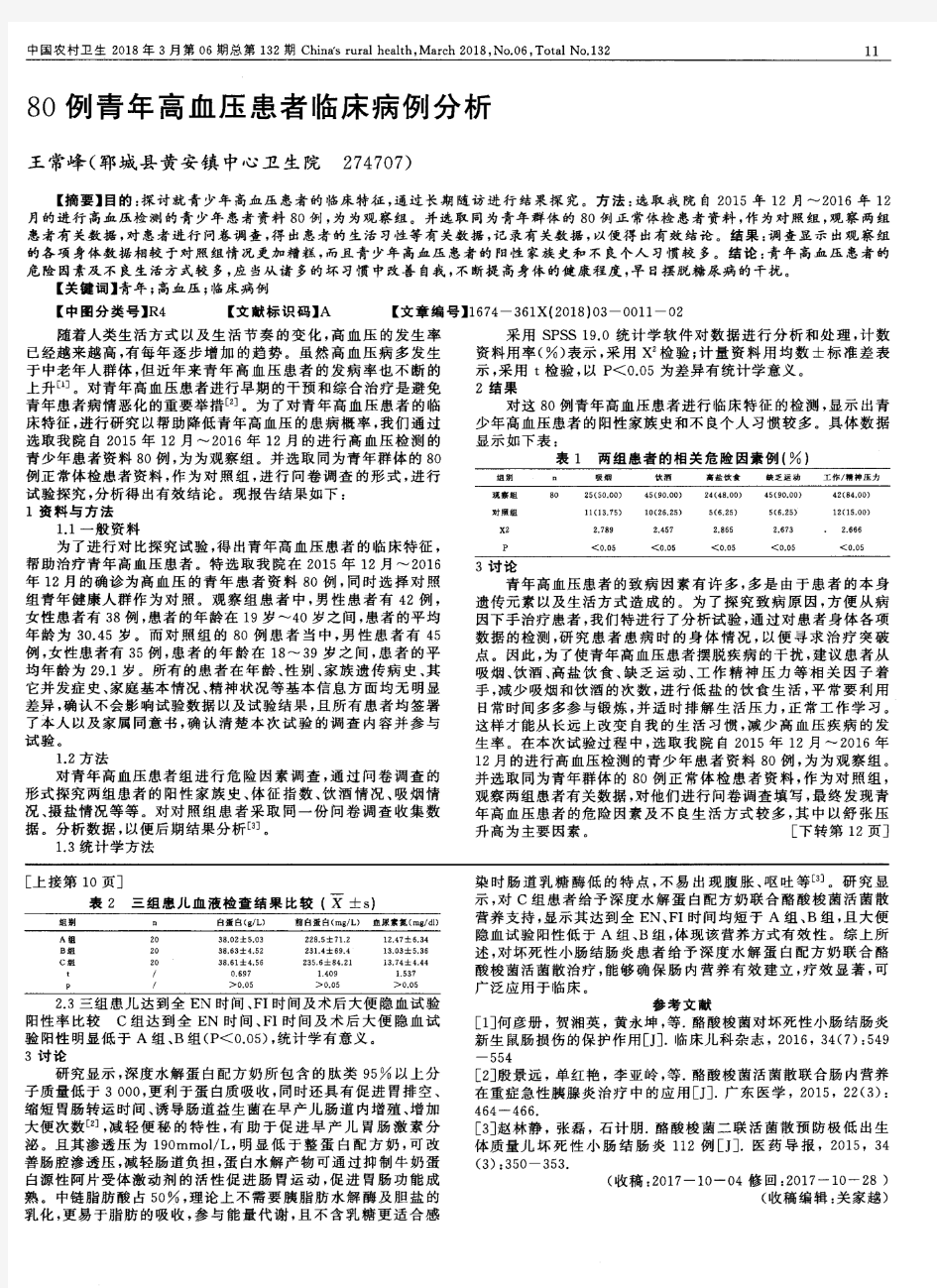 80例青年高血压患者临床病例分析