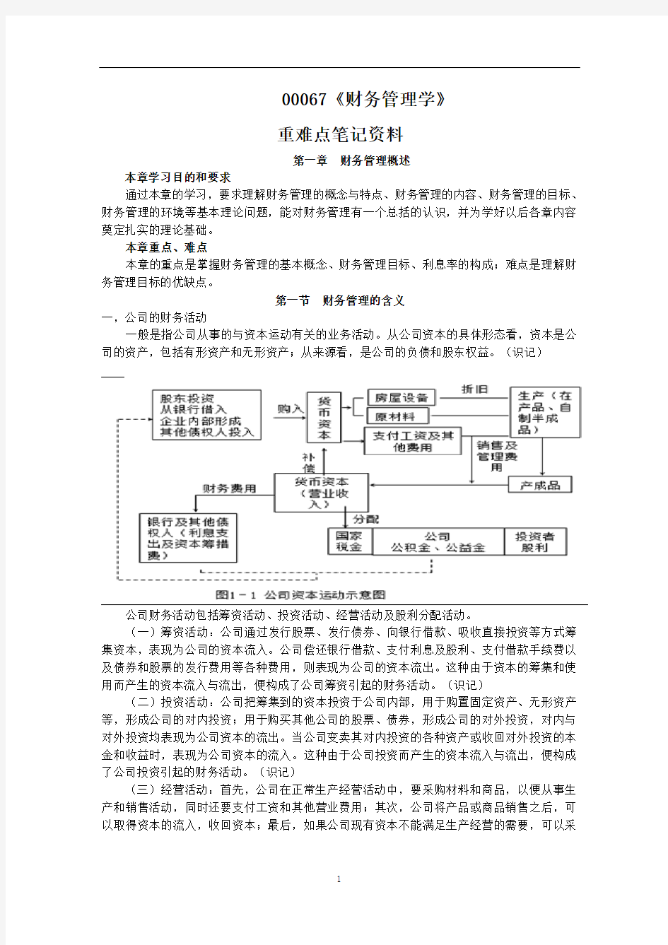 自考00067《财务管理学》重难点笔记资料