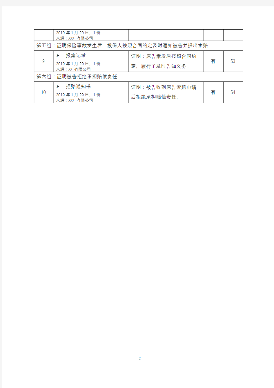 证据目录-详细版20190129