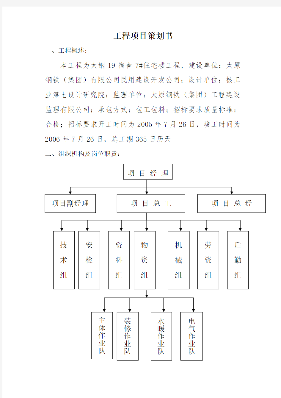 工程项目策划方案