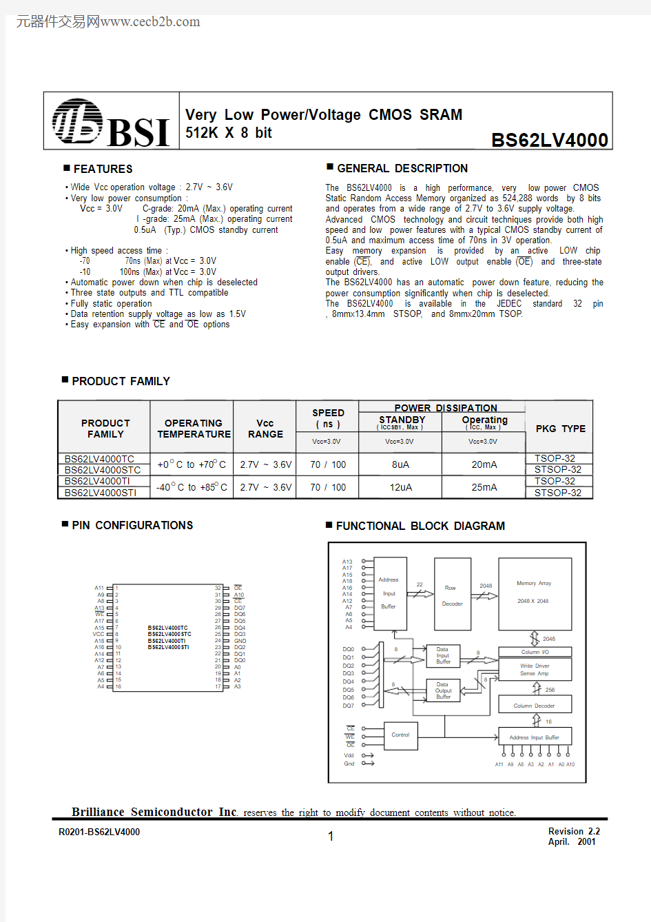 BS62LV4000中文资料