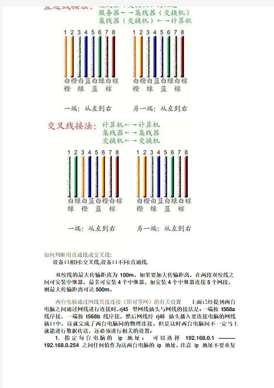 网线水晶头_接法图解 586a和586b