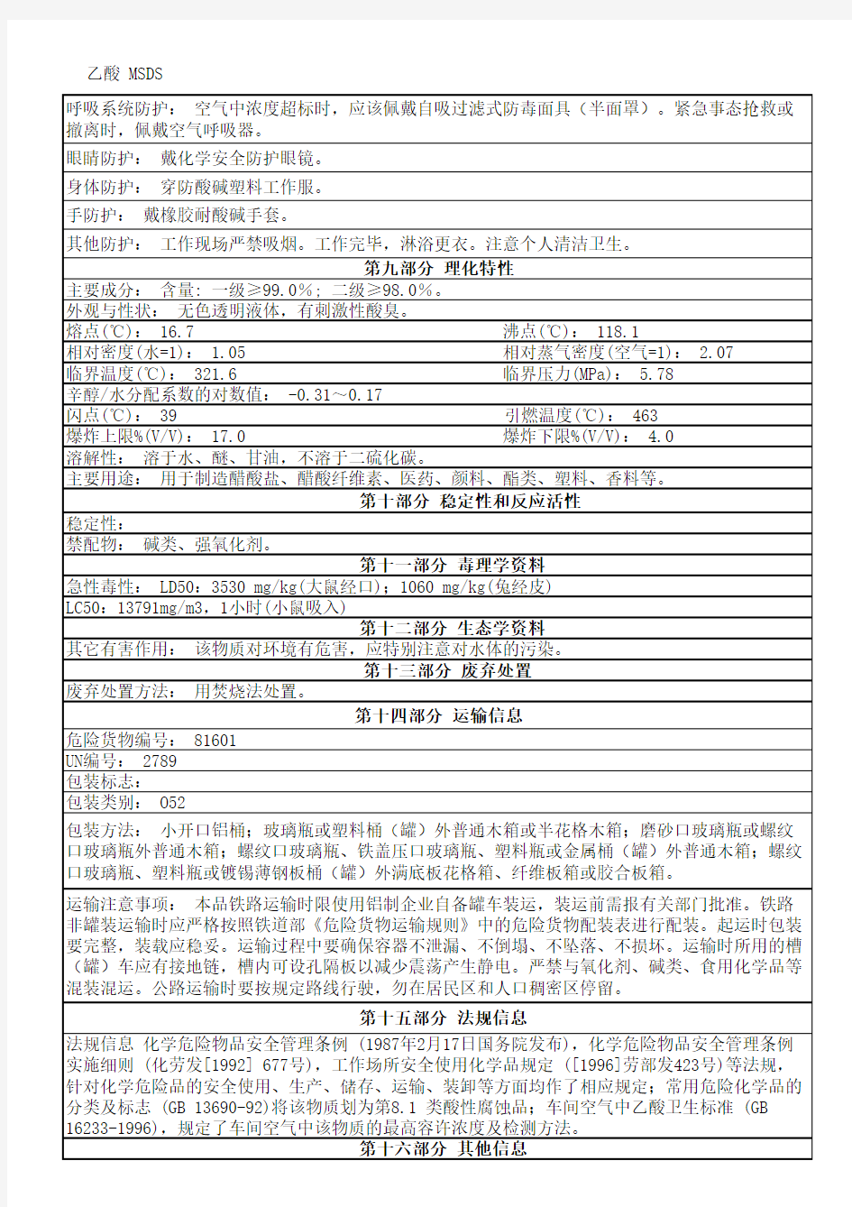 MSDS 物质安全资料表