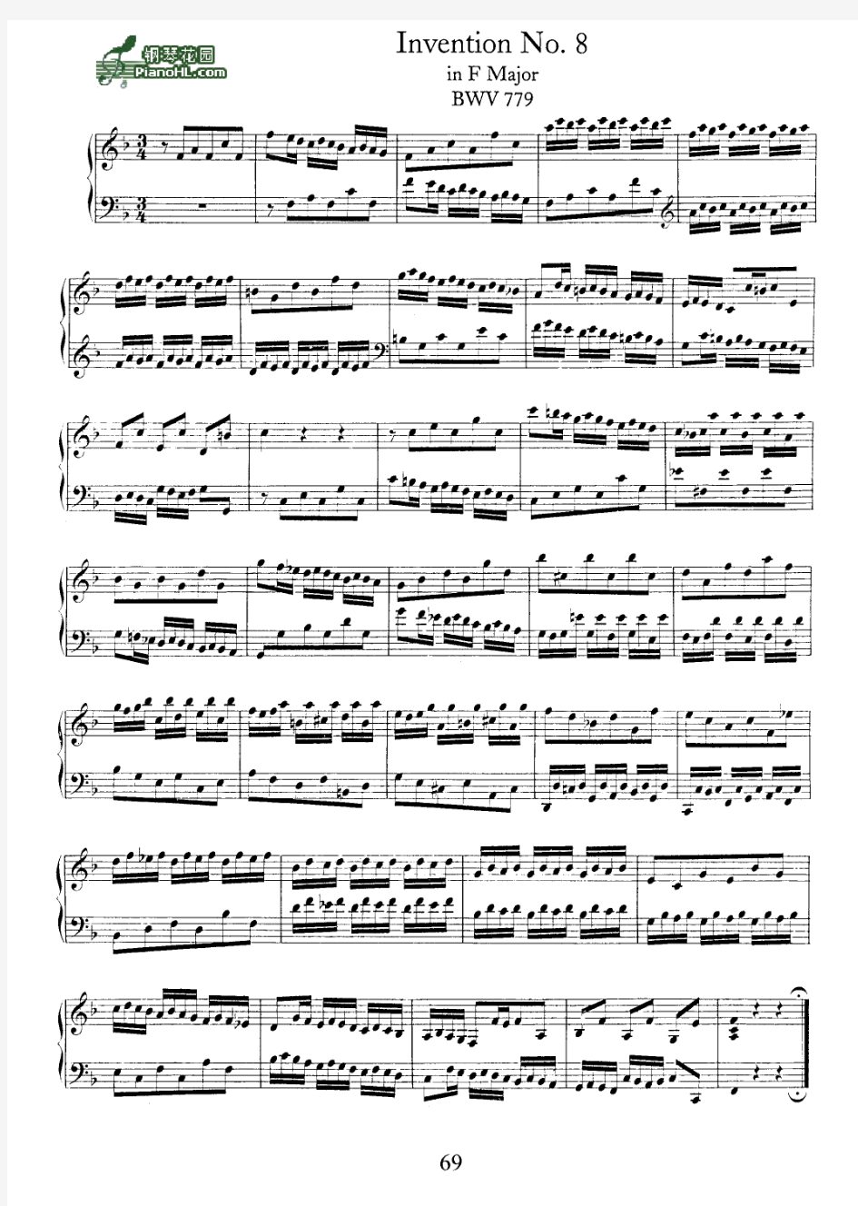 巴赫《二部创意曲与三部创意曲》BWV779