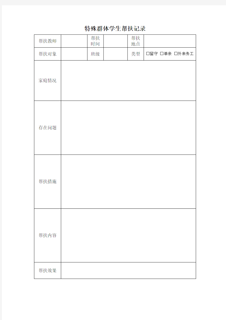 特殊群体学生帮扶记录表整理版.doc