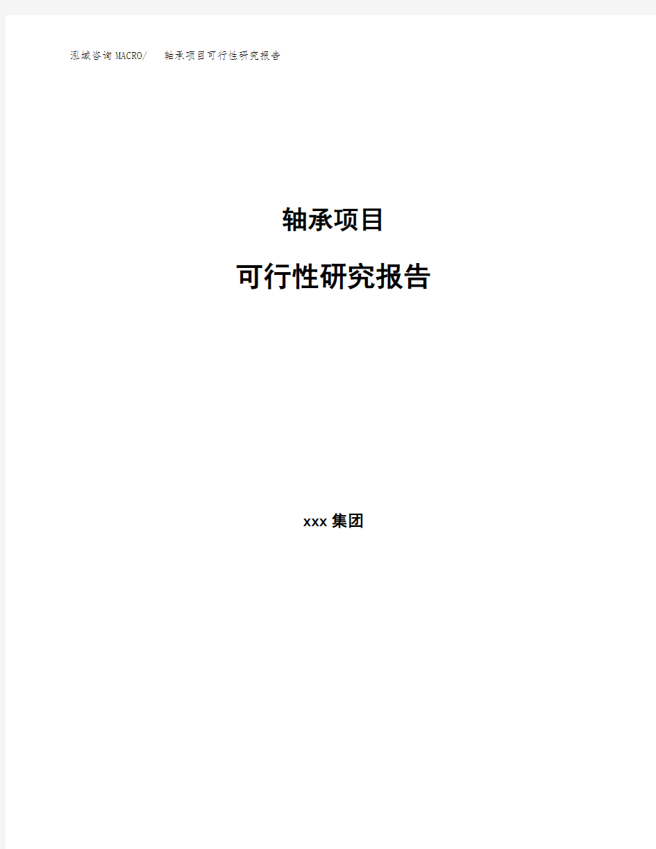 【范文】轴承项目可行性研究报告