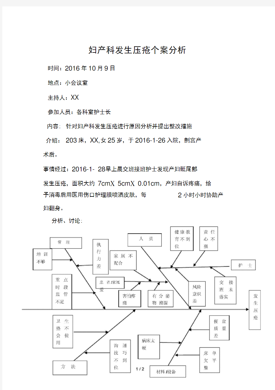 发生压疮个案分析