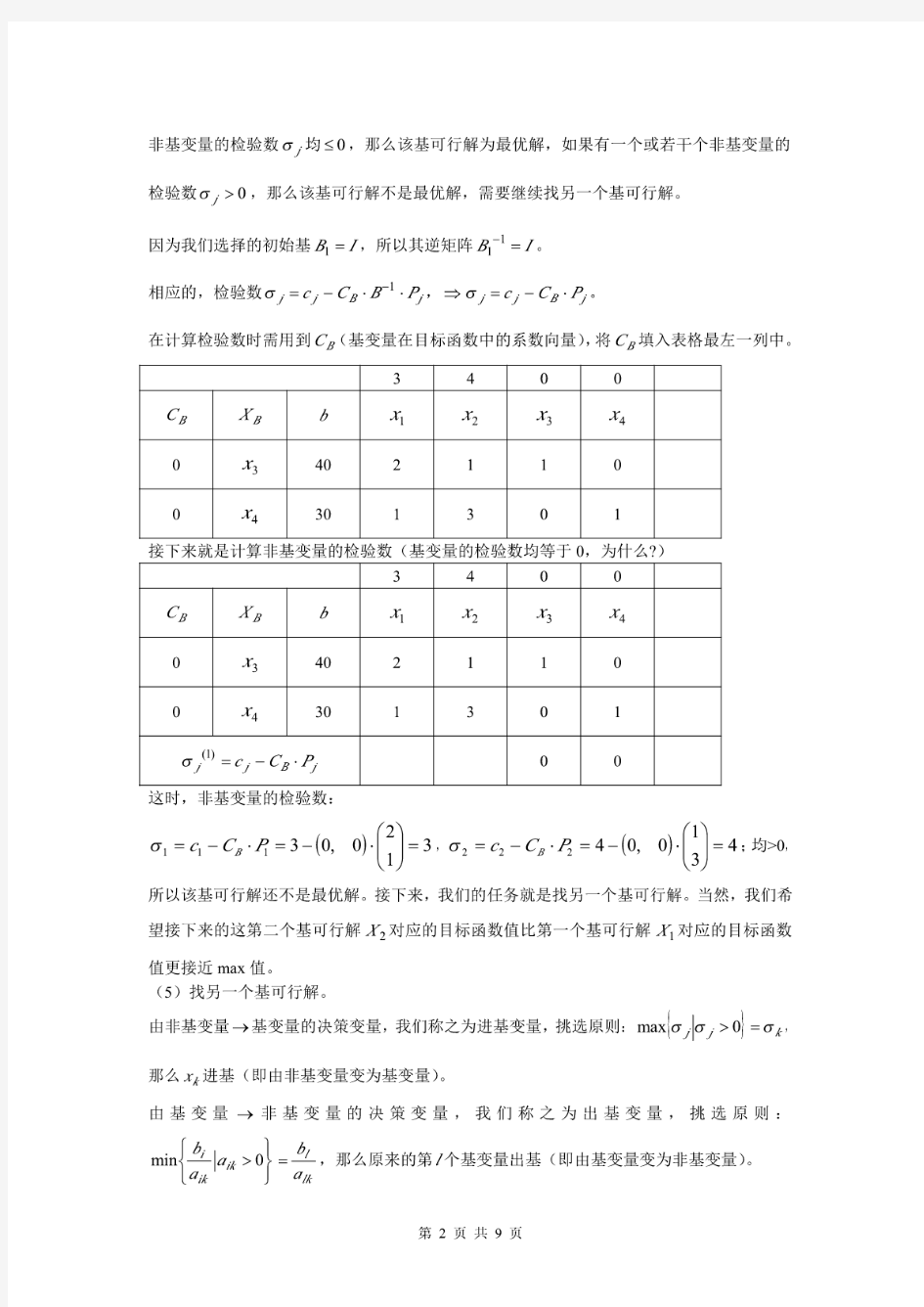 【精品】单纯形法求解全过程详解