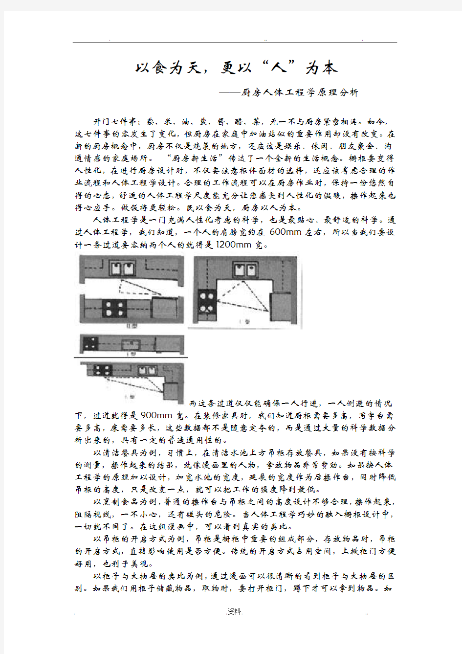 厨房人体工程学原理分析