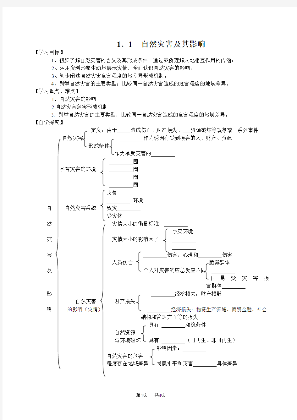 高中生物 自然灾害及其影响学案人教版_选修