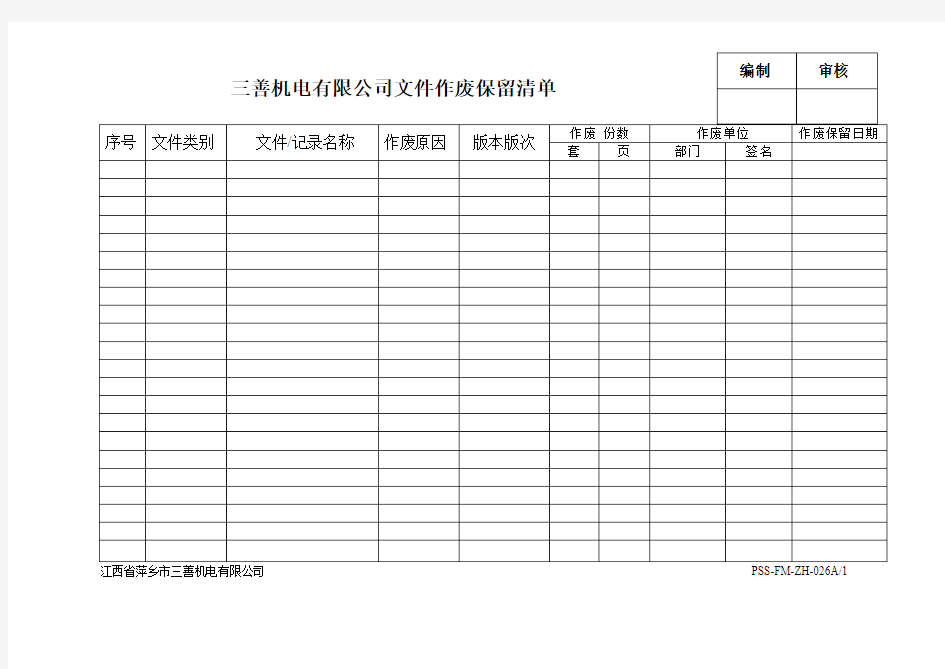 文件作废保留清单