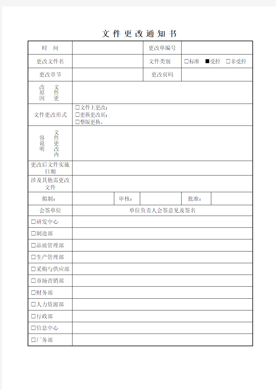 文件更改通知书