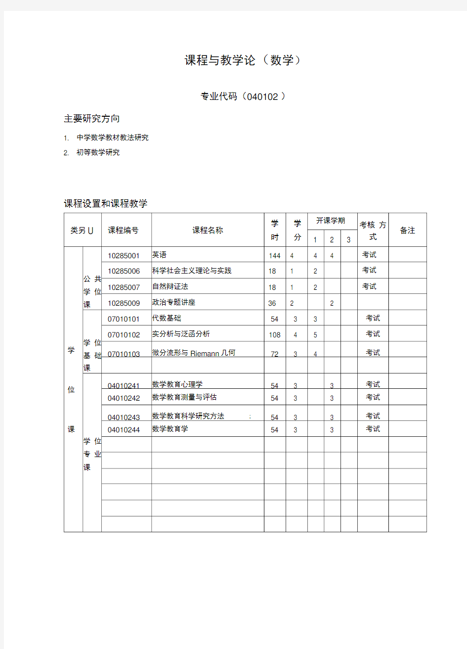 (完整版)课程与教学论(数学)