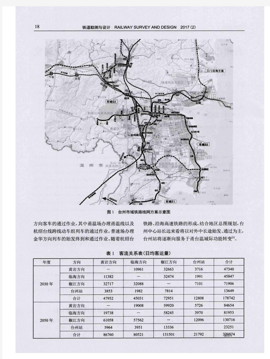 台州市域铁路S2线、S3线引入台州站方案研究
