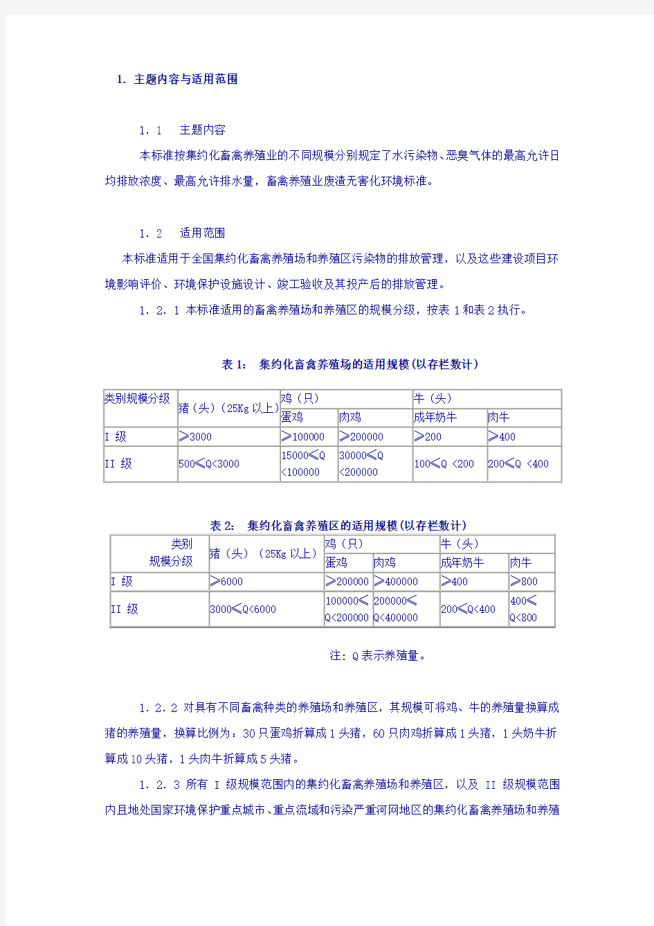 畜禽养殖业污染物排放标准