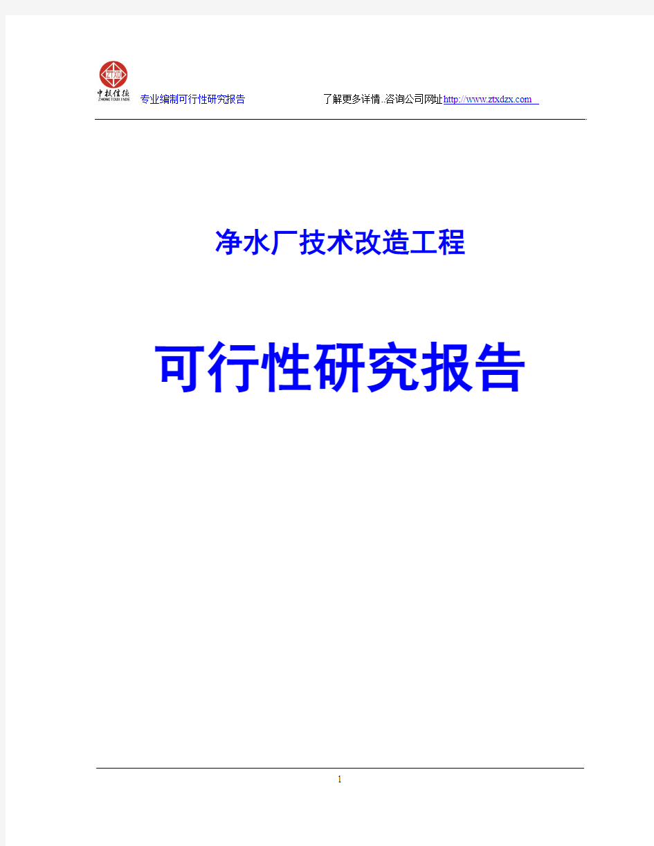 净水厂技术改造工程可行性研究报告