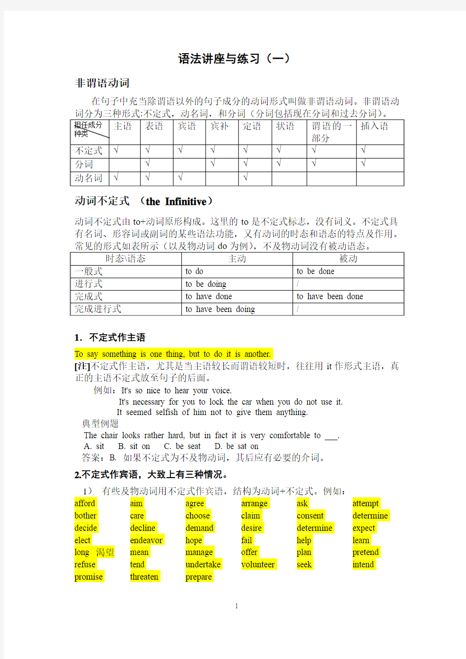 大学英语四级语法汇总解析练习