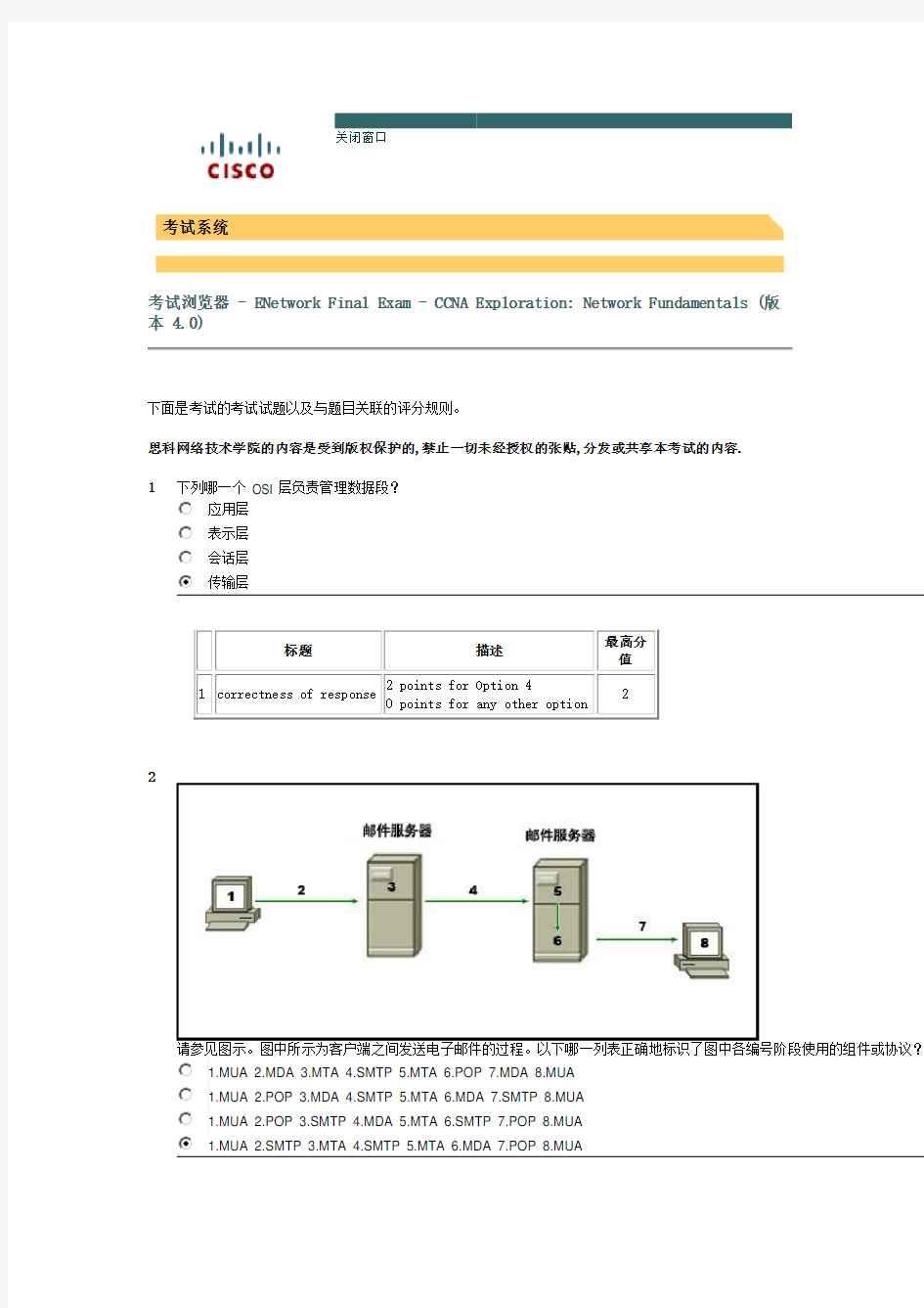 思科-期末考试答案