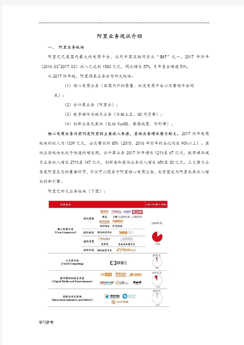 阿里巴巴现状分析报告