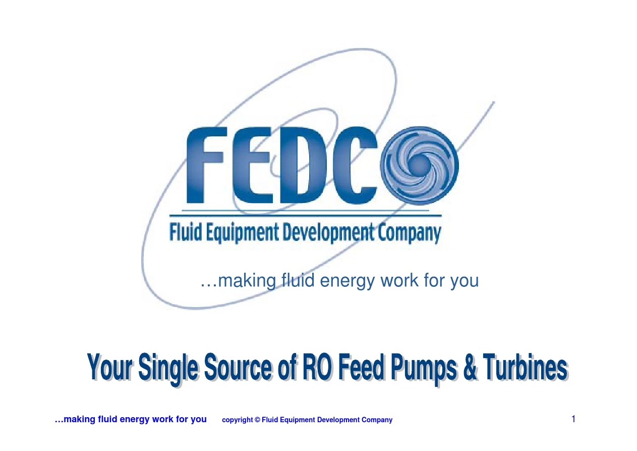 北京欧华源-美国FEDCO膜法海淡用高压泵和能量回收装置