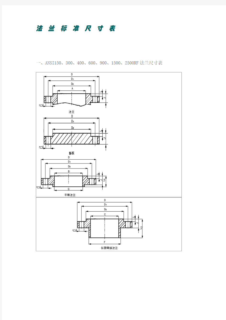 国外法兰标准尺寸表
