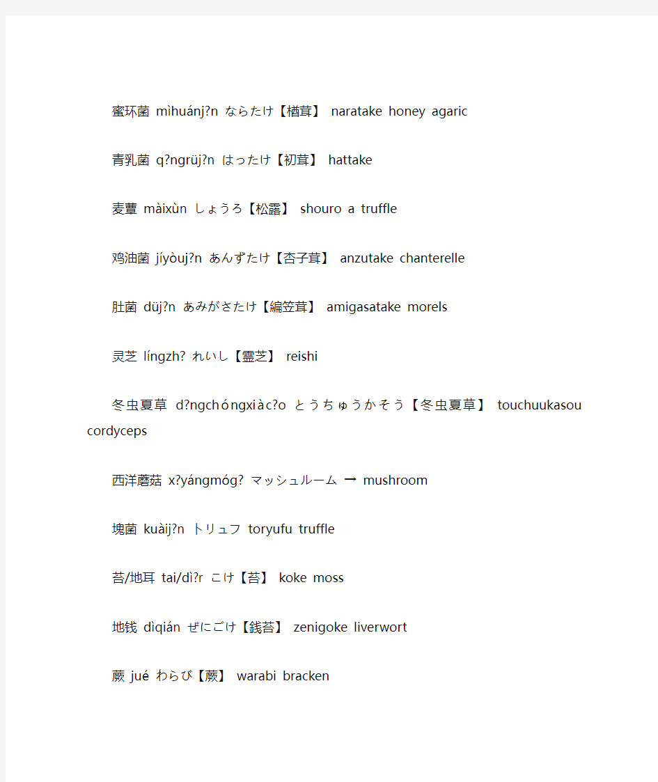 日语词汇分类---植物
