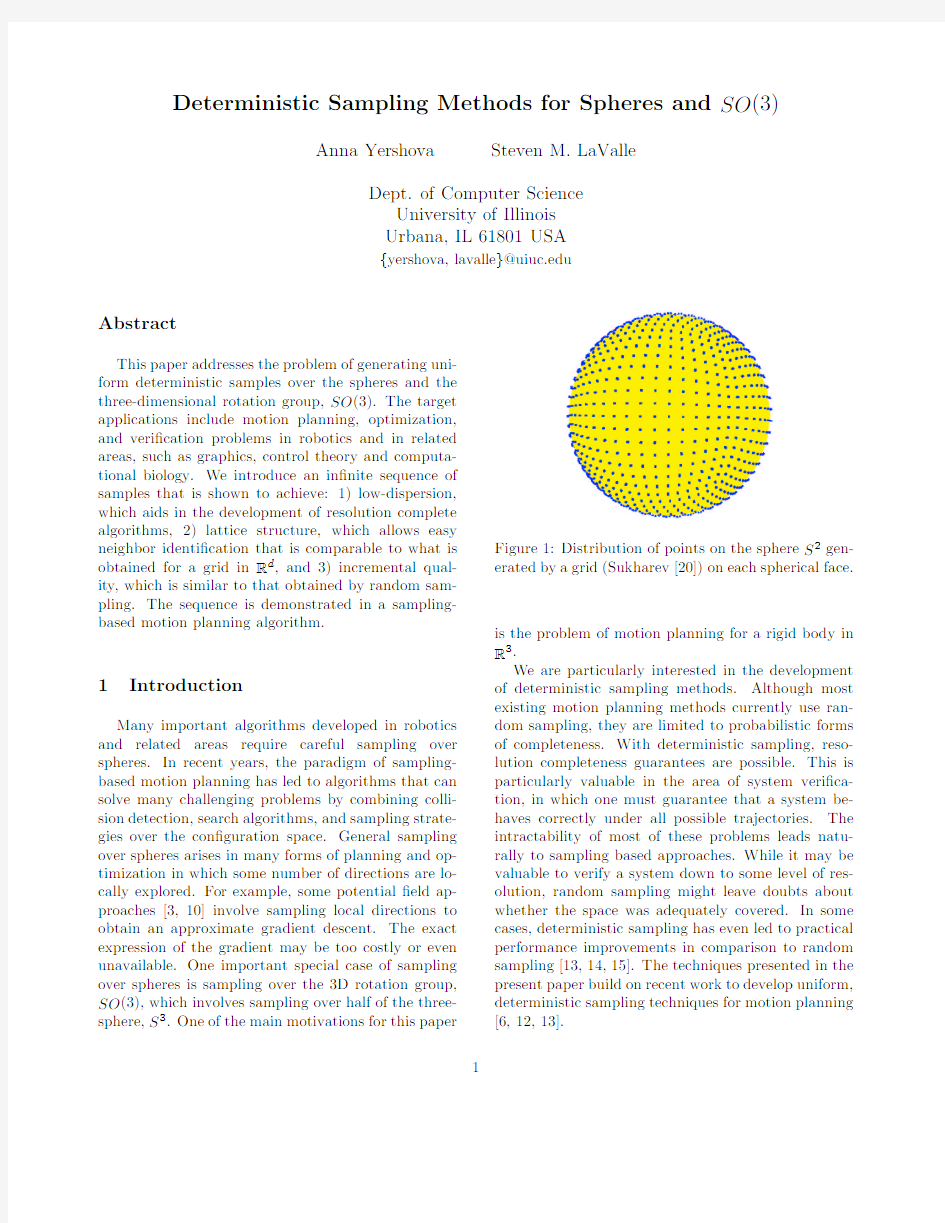 Abstract Deterministic Sampling Methods for Spheres and SO(3)