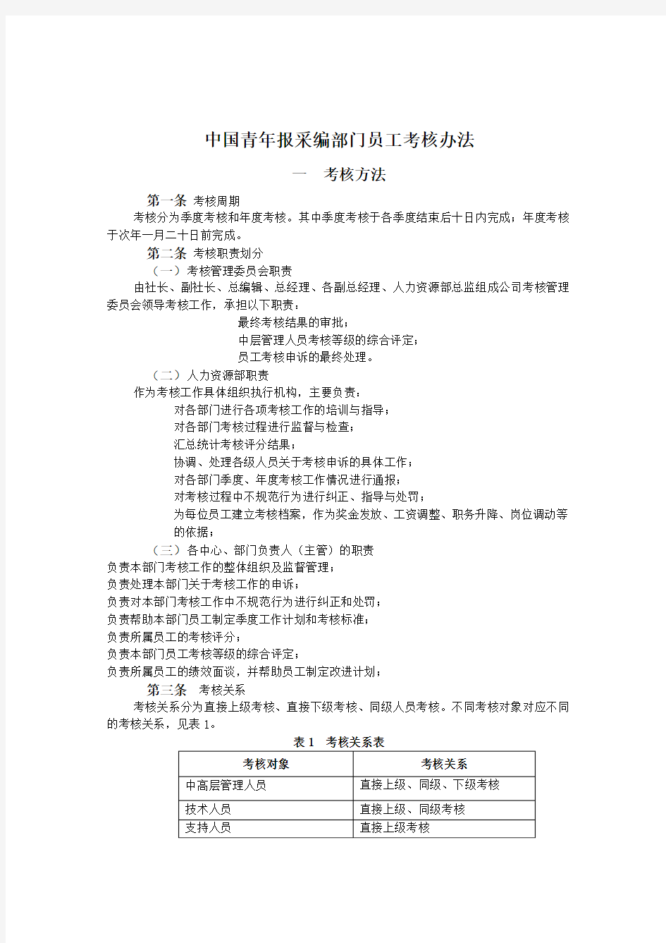 36泛华-中国青年报项目—中国青年报采编部门员工考核办法