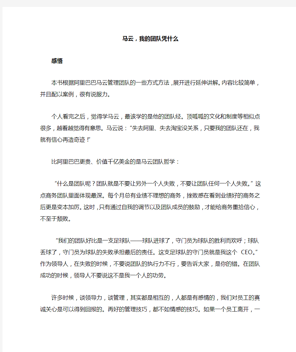 马云,我的团队凭什么