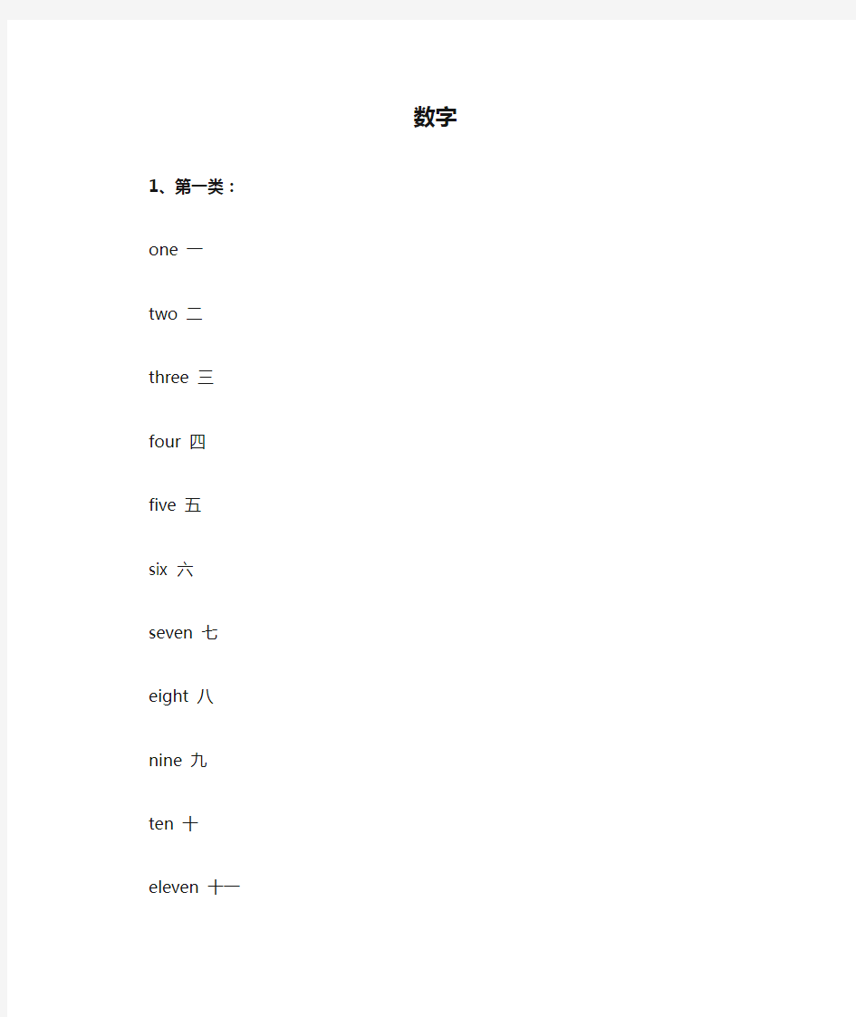 英语数字英语序数年月日时间门牌读法