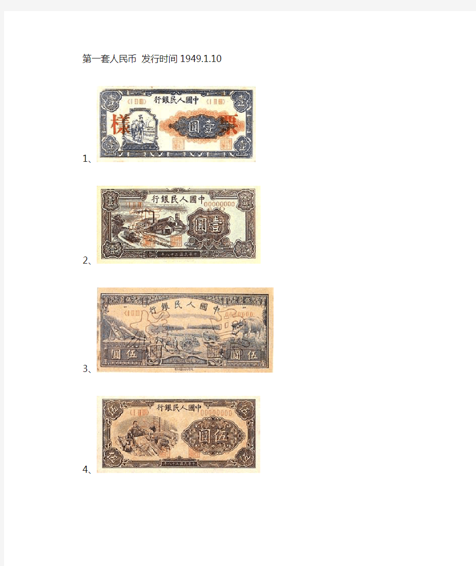 建国以来五套人民币样板图(收藏版)