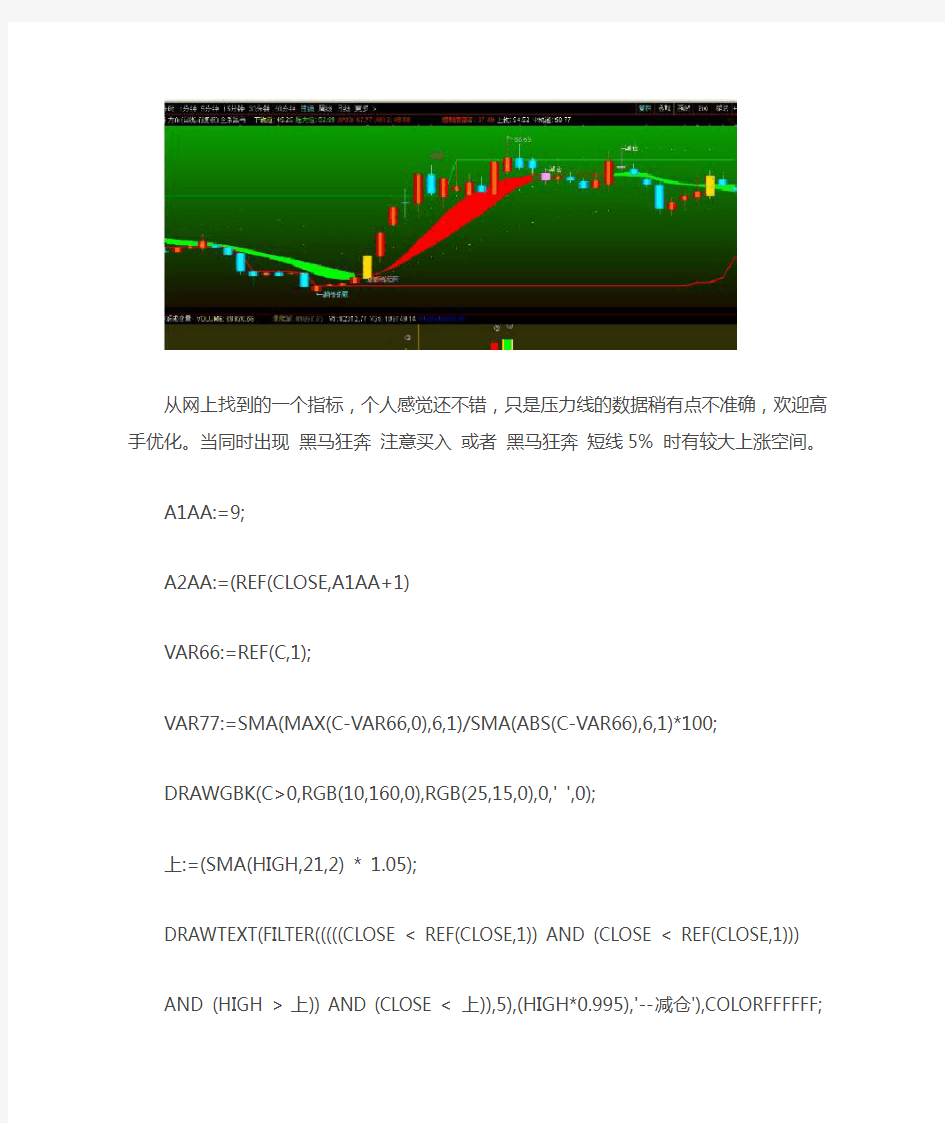 全系黑马通达信指标公式源码