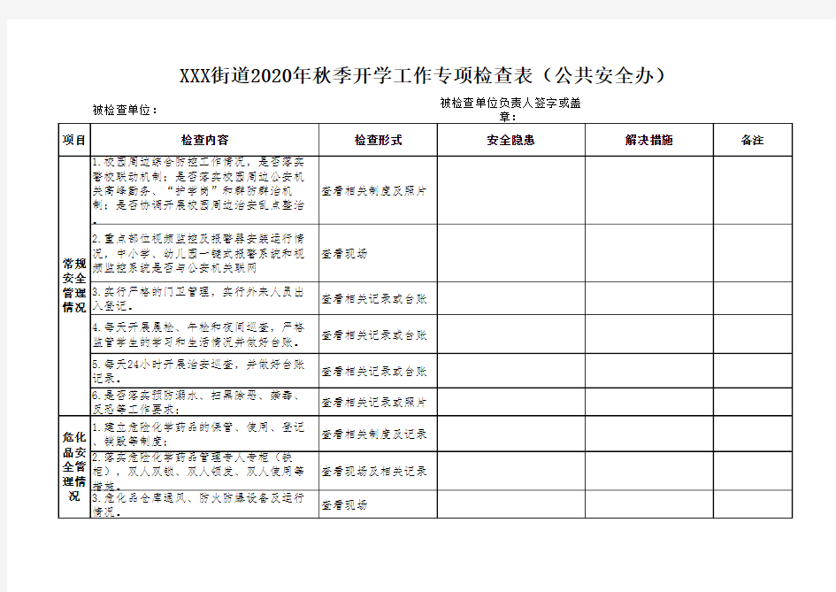 2020年秋季开学工作专项督导方案