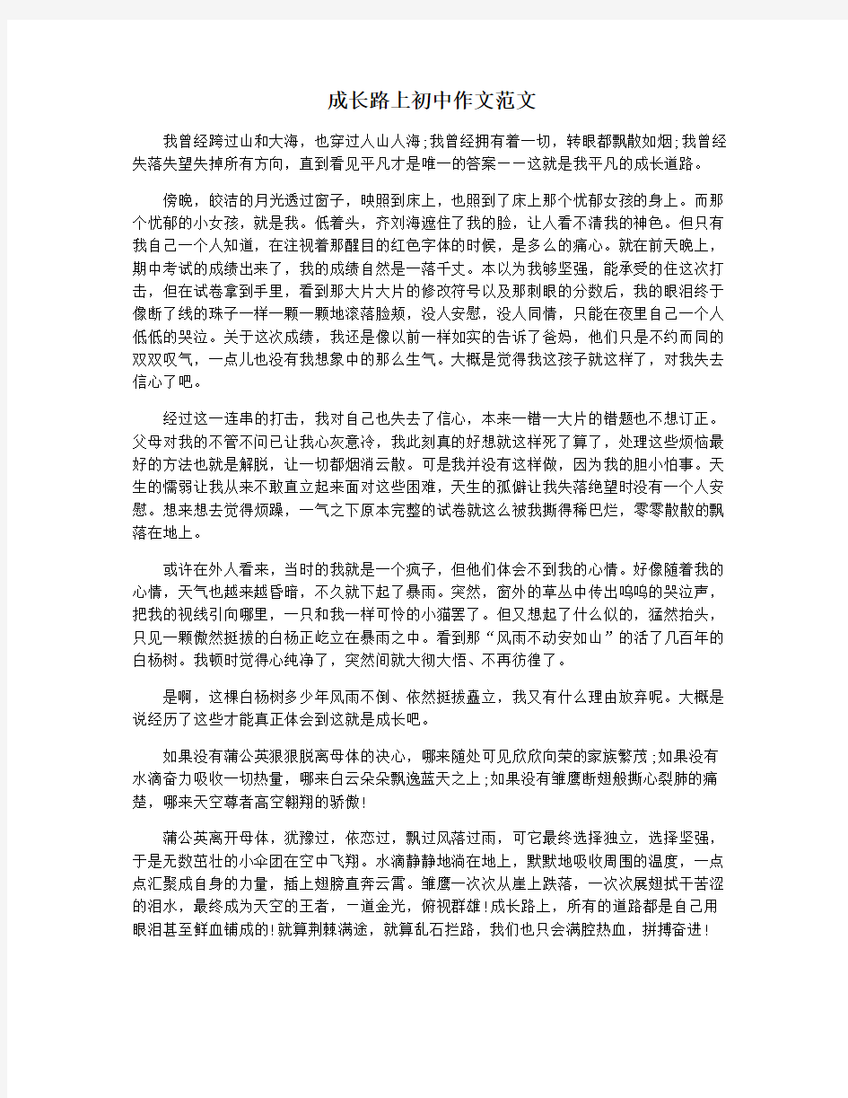 成长路上初中作文范文