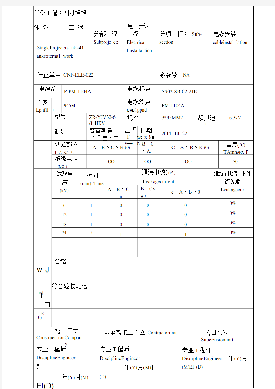 电力电缆试验记录(20201127101447)