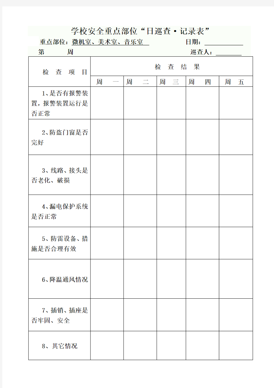 日巡查记录表2018