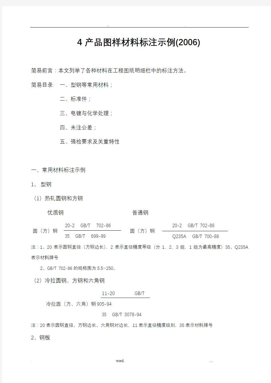 图纸明细栏各种材料标注方法