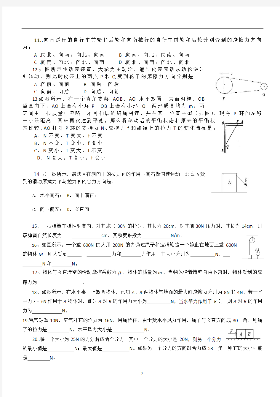 受力分析经典练习题