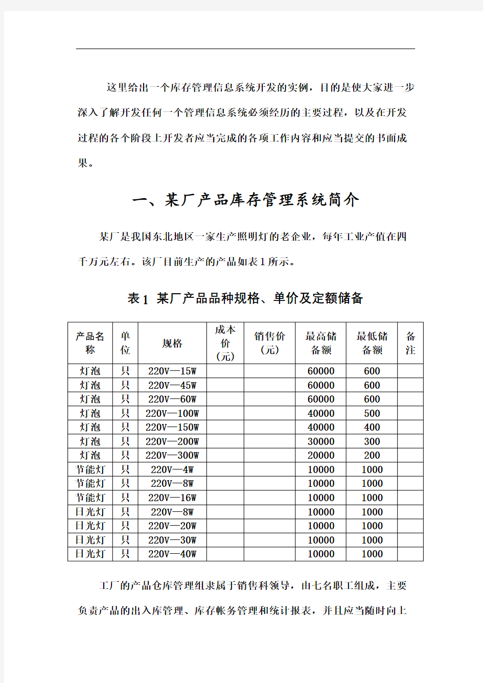 库存管理信息系统开发实例