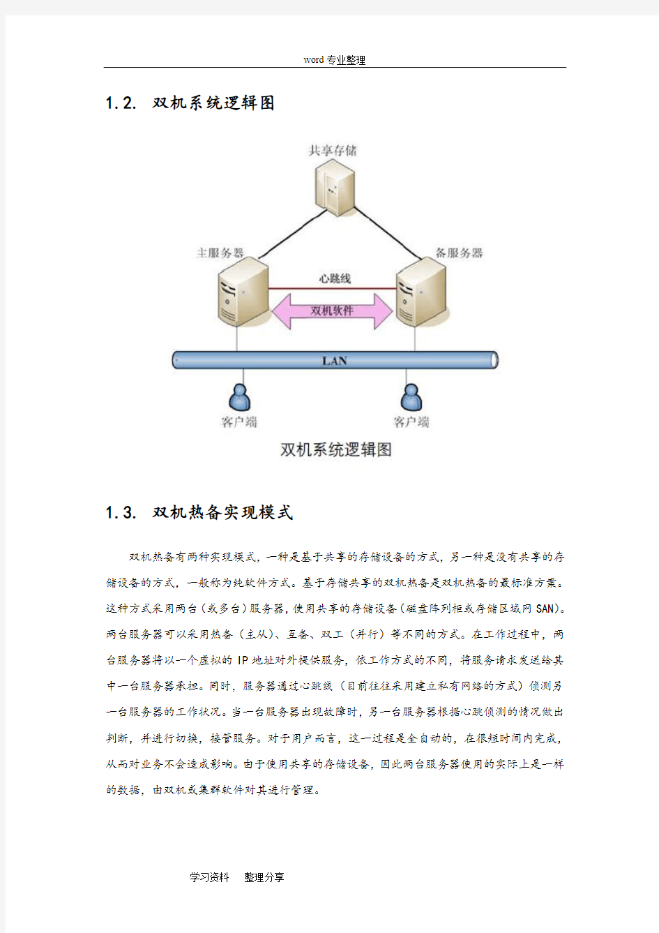 双机热备搭建系统项目解决方案