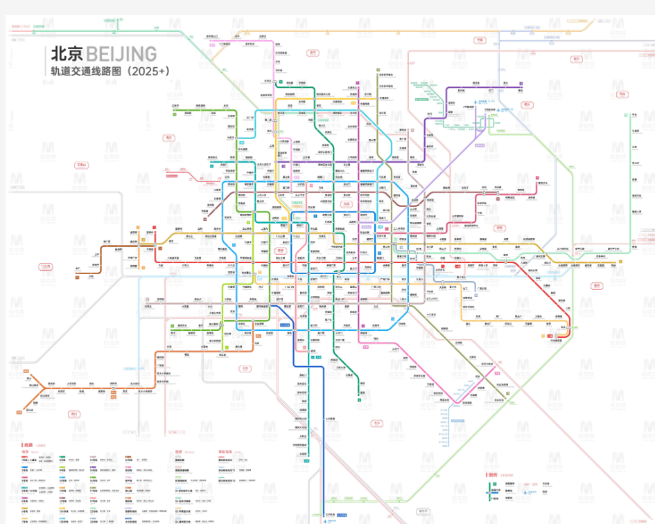 北京地铁交通线路图(2025+)