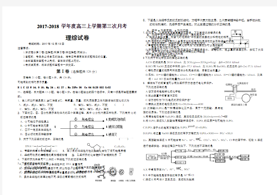 (完整word版)高三理综模拟试卷带完整答案