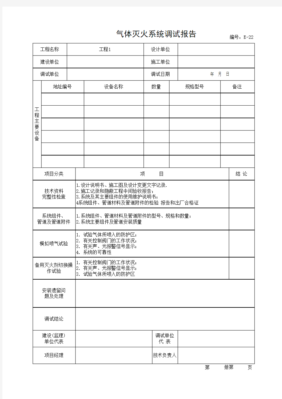 气体灭火系统调试报告(最新版)