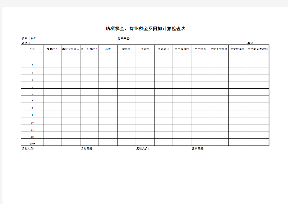 应交税金检查表